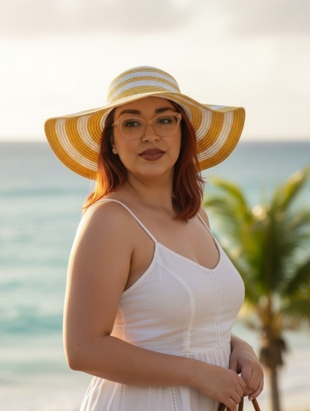 Chic Yellow Striped Sun Hat with Wide Brim